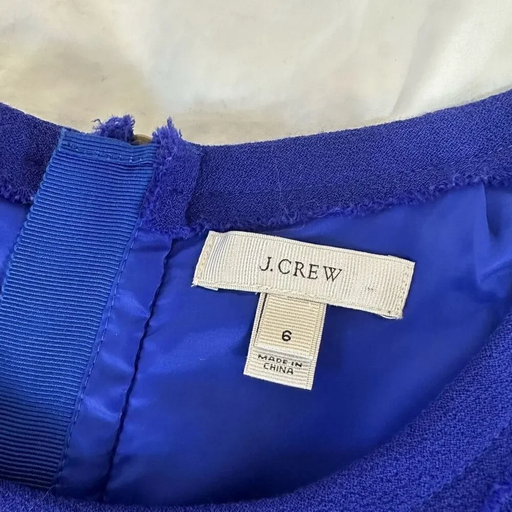 J. Crew‎ Double Face 100% Wool Teddie Dress Womens 6 Royal Blue Preppy Cocktail